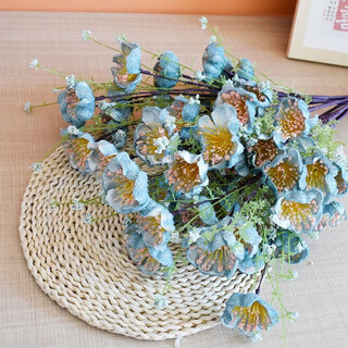 Xushan si hibiscus artificial flower azalea butterfly love flower white butterfly dried flower guest decoration living room tv cabinet dining table flower arrangement colorful butterfly hibiscus 5 blue