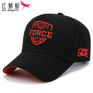 Red dragonfly hat men's large head circumference four-season sun protection hat fashion sun hat outdoor sports embroidered lettering sunshade baseball cap