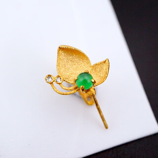 Gold fork pure 18k gold buckle head jade jade clip frosted butterfly buckle au750 exquisite versatile non-fading color bag installation k k5 style-k yellow