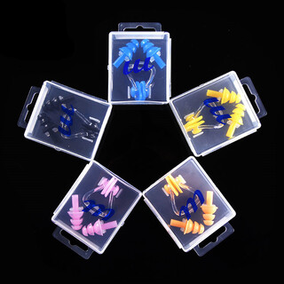 New technique swimming bathing shampoo waterproof noise nose clip earplugs professional children and adults silicone earplugs nose plug diving set earplugs nose clip black