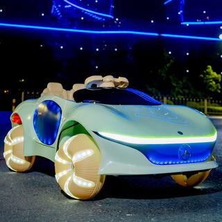 Chichengtong children's electric car four-wheeled remote control car with swing baby toy child's first birthday gift matcha green dual drive remote control wheel light