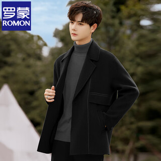Romon double-sided wool jacket men's autumn and winter thickened woolen windbreaker short high-end suit woolen coat men's black m 125-145jin jin is equal to 0.5 kg
