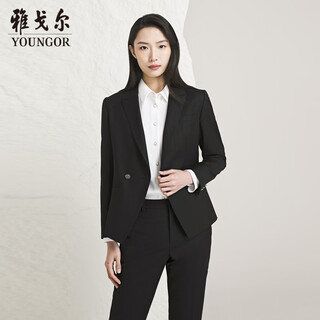Youngor (youngor) suit jacket for women, one-button wool blended suit for women, heroic appearance, showing off taste, same style as the mall, black l 170/92a