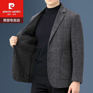 Pierre cardin double-sided cashmere thickened men's suit pierre cardin autumn and winter men's woolen suit jacket simple suit dark gray (thick style) 180 suitable for weight 158-170