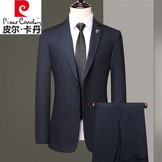 Pierre cardin suit men's spring and autumn middle-aged men's business casual suit wedding jacket blue striped 8985 thick section 175 yards recommended 125 jin jin equals 0.5 kg -135 jin jin equals 0.5 kg