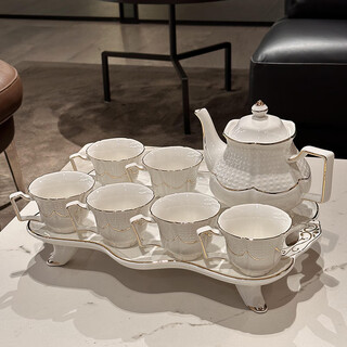 Xibaisheng ceramic water cup set home living room hospitality cup moving to new home gift opening gift high-end gift tea set