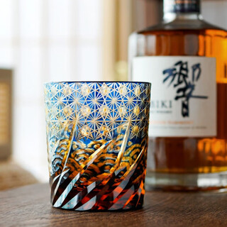 Japanese creative foreign cup edo kiriko handmade wave pattern crystal glass whiskey cup gift box wave starry sky