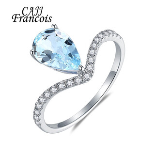 Cajj francois 1.05ct aquamarine ring drop-shaped jewelry natural colored gemstone for women gem-set 18k gold engagement ring no. 14