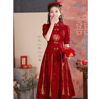 Saidele new chinese-style toasting dress bride burgundy cheongsam improved simple xiuhe suit mid-sleeve wedding dress engagement dress