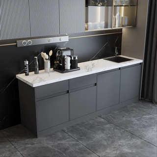 Xiong zhecha company's water bar integrated cabinet commercial leisure island wall-mounted tea room coffee marble water bar cutting and washing table dark gray 100x60x90cm