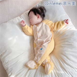 Baby winter one-piece clothespin cotton winter coat autumn and winter footed cotton coat newborn clothes winter cotton coat thin cotton s350 light soft thin cotton yellow 73 yards 6-10 months baby