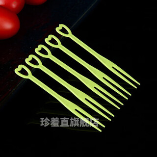 Disposable fruit forks, individually packaged plastic fruit inserts, fruit shop commercial fruit picks, 10,000 pieces in the whole box, heart-shaped green forks, 10,000 pieces, simple packaging