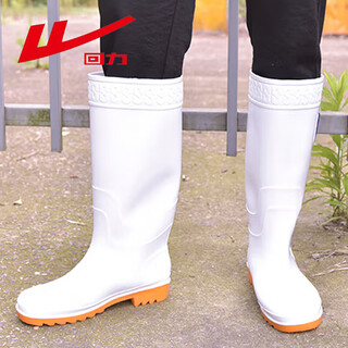 Pull back men's medium-high rain boots, rubber boots, overshoes, waterproof and oil-resistant food boots, kitchen 8867, white 42