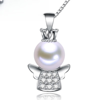 Mu qin received 30 yuan coupon 8-9mm freshwater pearl pendant with 925 silver chain super bright luster as a gift to his girlfriend angel and friend angel