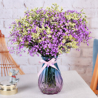 Aiman gypsophila natural dried flower bouquet ins internet celebrity birthday new house decorative ornaments air-dried real flower arrangements home furnishings purple gypsophila + citrine without vase