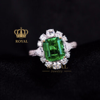 Royalpick emerald ring colombian muzou mine 3.08ct women's ring 18k gold diamond gift for wife's day birthday gift 3.08 carat emerald ring