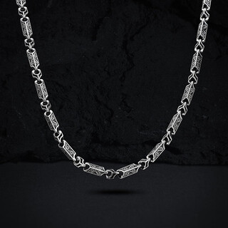 Mingyang decoration sea 925 sterling silver auspicious cloud pattern keel pattern necklace men's strong chain retro high-end personality solid chain sweater chain chain length 60cm