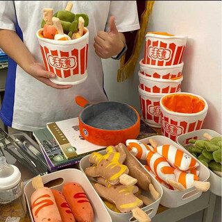 巴果关东煮玩偶套装与好友一起吃麻辣烫套装创意过家家毛绒玩具 麻辣 -19厘米