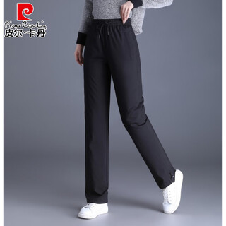 Pierre cardin 2025 new down pants women's winter outer wear - 40 degrees celsius goose down middle-aged and elderly high waist large cotton northeast mom black elastic removable style s weight 85~100jin jin equals 0.5kg fill power 850+