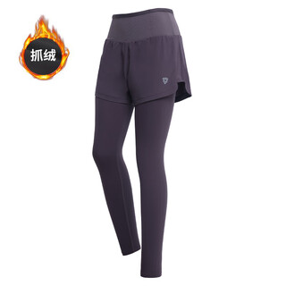 Cosleaf fleece fake two-piece yoga pants women's running cycling pilates tights slim fit high-level sports pants purple gray fleece 2xl none recommended weight range 120-140jin jin is equal to 0.5 kg