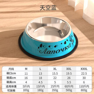 Shantou lincun dog bowl and cat bowl anti-tip stainless steel small large dog water bowl pet rice bowl dog blue cartoon animation tip-over