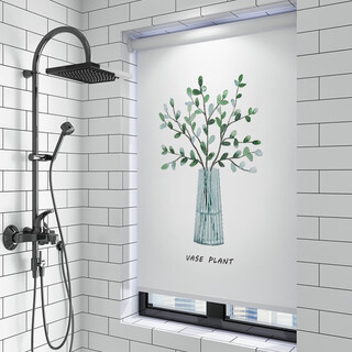 Wangchufang bathroom curtains no punching waterproof toilet bathroom lifting blinds window blocking blackout roller blinds fresh green plants