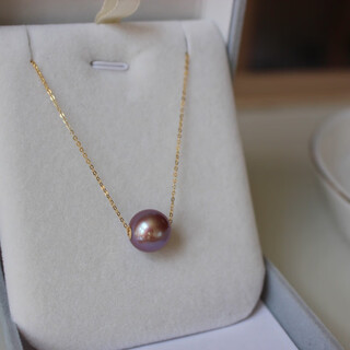 Wenying yao purple edison freshwater pearl passepartout 18k gold necklace women's 10-11 large size pendant for mom to love