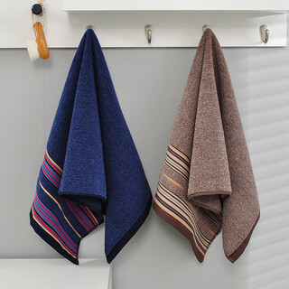 Shantou lincun towel pure cotton face wash household soft absorbent lint-free hotel bathing men and women adult thickened cotton face towel 2 pieces colorful series (marri + navy) 1 75x35cm