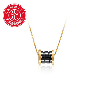 Mi yanruien diamond 18k rose gold black ceramic small waist pendant color gold necklace women's clavicle chain