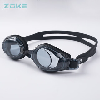 Zoke myopia swimming goggles, waterproof and anti-fog, universal for men and women, comfortable and professional flat swimming goggles with prescription, black, no prescription, flat, one size fits all