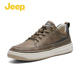 Jeep men's shoes autumn and winter 2025 new commuter business casual shoes comfortable leather shoes fashionable board shoes for men camel (leather shoe size) 41