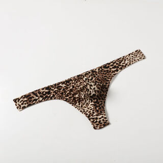 Magnificent men's leopard print sexy underwear t-pants with exciting pouch t-pants narrow brim sexy men's t-pants brown m