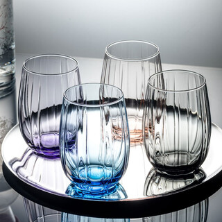 Pasha paqi imported glass beer cup boiling water cup cute color transparent tea cup juice cup 380ml 4 colors 4 pieces