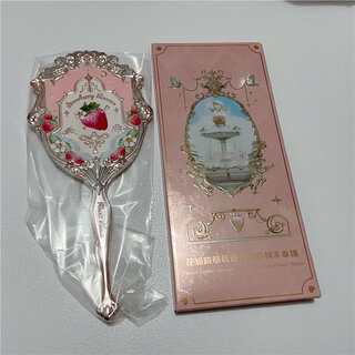 Flower knowledge beauty tool set dot paint brush peripheral strawberry rococo handheld mirror powder hairpin cosmetic mirror strawberry rococo pink 1 piece