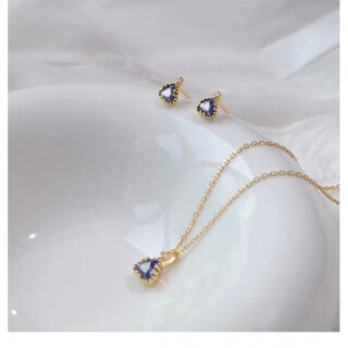 Dunzhu guaranteed price tanzanite 18k gold necklace light luxury amethyst pendant 925 clavicle chain female personality fashion simple tanzanite necklace