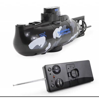 Remote control mini submarine, fast submarine, warship model, fish tank, submersible, underwater electric children's water toy, camouflage black nuclear submarine, six channels, levitable, standard delivery of battery + screwdriver