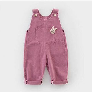 Ge sufan girls overalls spring and autumn 1-2 to 3 years old baby style jumpsuit trousers baby pants autumn wear pink 100 cm can be opened