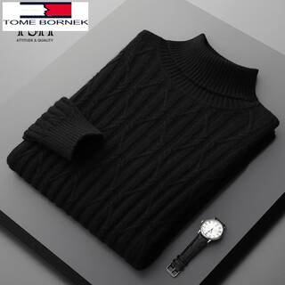 Tome bornek autumn and winter new cashmere sweater men's thickened pullover high collar 100% pure cashmere long-sleeved loose cashmere sweater sweater black 190/xxxxl