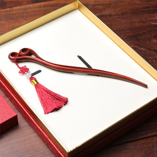 Rongxia small leaf red sandalwood hairpin mahogany heart-to-heart hair comb chinese valentine's day birthday gift set