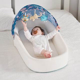 Fanruoman portable bed-in-bed baby crib foldable newborn sleeping bed mobile bionic womb bed anti-pressure tx. blue