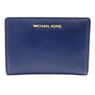 Michael kors luxury fashion brand women's wallet blue embossed leather short mk metal logo 32t8gf6d6t-436 pic os