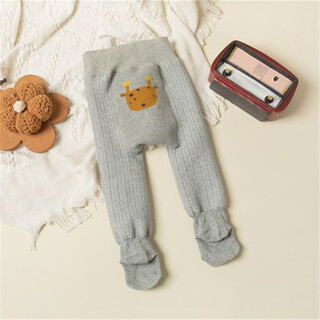 Feather duck baby plus velvet thickened big butt pp pantyhose winter baby children 1-2 years old 3 cartoon warm leggings gray 1 piece one size m/80-90cm