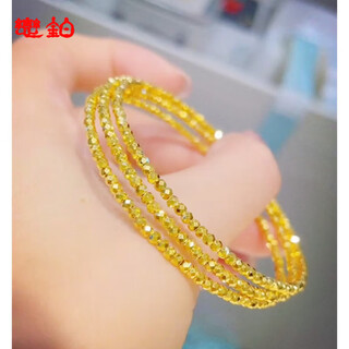 Quality 18k gold broken gold bracelet, yellow bundi three-circle 3d hard gold memory elastic bracelet for women, gift for women, bundi bead three-circle bracelet