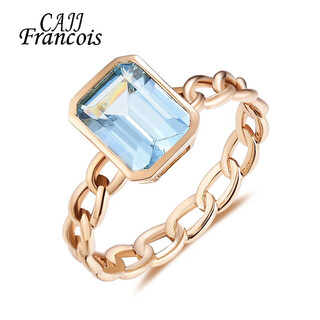 Cajj francois 1.38 carat aquamarine ring small sugar cube natural jewelry colored gemstone ring for women 18k gold inlaid with gemstones no. 14