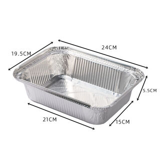 Fluqi tin foil box rectangular barbecue oven disposable takeaway aluminum foil grilled fish air fryer edible 255 (without lid) 1900ml 50 pieces