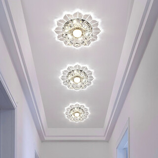 Jinglei led colorful aisle light corridor light living room color spotlight downlight embedded crystal entrance hall entrance light led 5 watts with high-brightness white light concealed installation