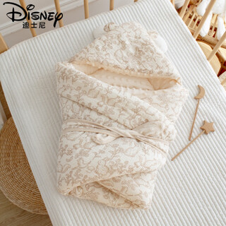 Disney (disney) newborn baby quilt, spring baby delivery room quilt, autumn, winter and summer four seasons thickened swaddle pure cotton newborn baby quilt, short-eared dream forest plus cotton 620g, autumn and winter