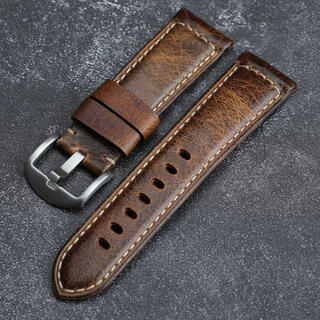 Snqp cowhide watch strap retro genuine leather for men and women 1853 tissot longines casio omega le locce huawei brown silver buckle (free tool ears) (interface width) 22mm