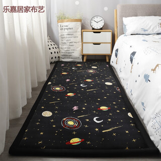 Nianjie thickened bedside carpet baby anti-fall mat bedroom living room bay window tatami children winter japanese style starry sky series - black width 40 length 120 cm