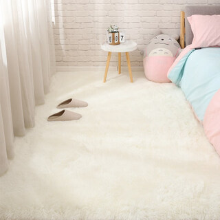 Hua feihua nordic ins style girly white plush bedroom bedside living room coffee table carpet customized full-cover carpet off-white upgraded thickened 120x200 cm